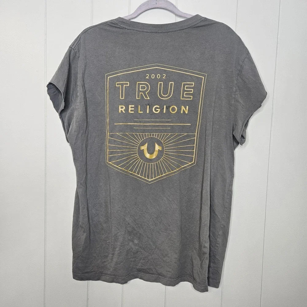 VTG‎ True Religion Tee Shirt Raw Sleeves Size 2XL